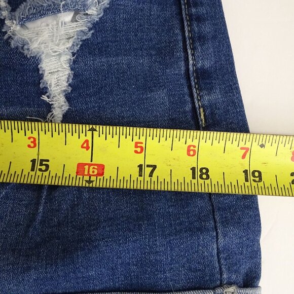 Distressed Ripped Denim High Waist Jean Shorts Women Size M Casual Rolled Hem - Picture 6 of 7